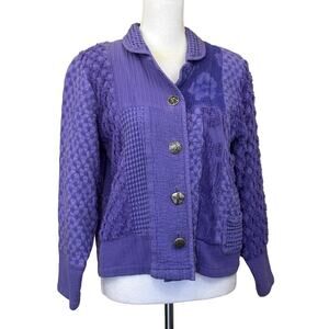 Nanette Keller purple chenille patchwork Jacket, small, vintage, art to wear